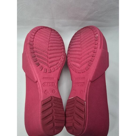 Crocs Womens Kadee Sandal Size 9 Hot Pink Slide Wedge Heel Mule Beach Pool Shoe - Picture 7 of 10